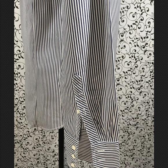J Crew Navy Blue And White Striped Shirt - Picture 3 of 6